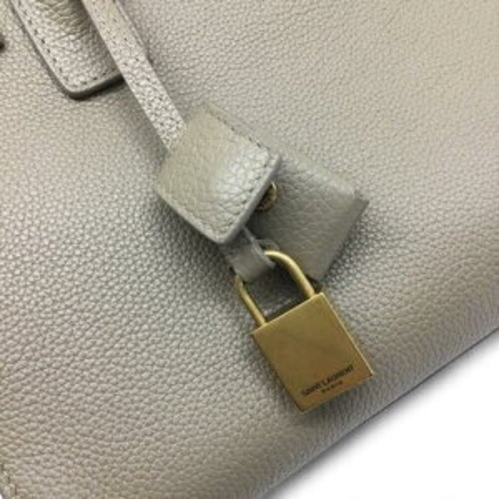 SAINT LAURENT Sac de Jour Soft Baby Leather Greige Gray Bag - Picture 8 of 9